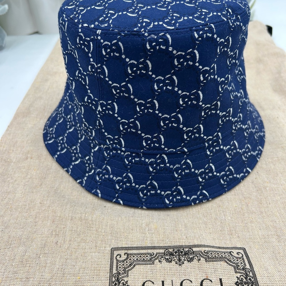 Men's Gucci GG logo, cotton bucket hat, size large made in Italy - Picture 3 of 6